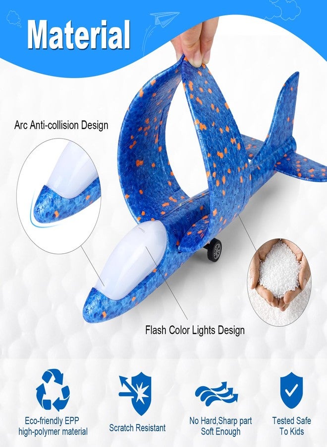 TAOTENDAR Airplane Launcher Toys,3 Pack 13.2'' LED Foam Glider Catapult Plane Toy for Boys,2 Flight Modes Outdoor Flying Toys Birthday Gifts for Boys Girls 3 4 5 6 7 8 9 10 11 12 Year Old - Image 3